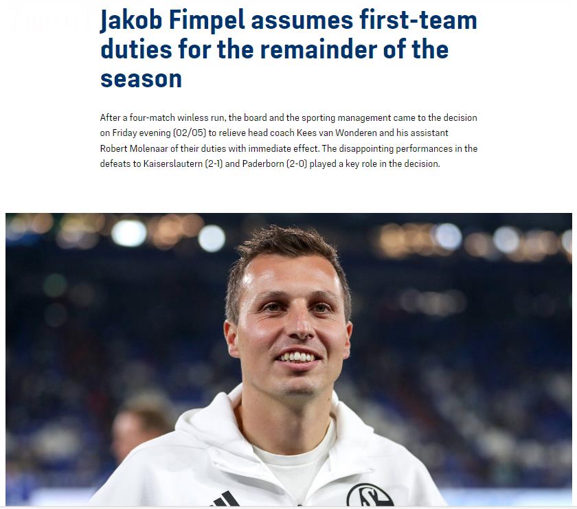 Schalke 04 chính thức: Huấn luyện viên đội Waldron bị sa thải, Finpel sẽ dẫn dắt đội tham gia các trận đấu còn lại
