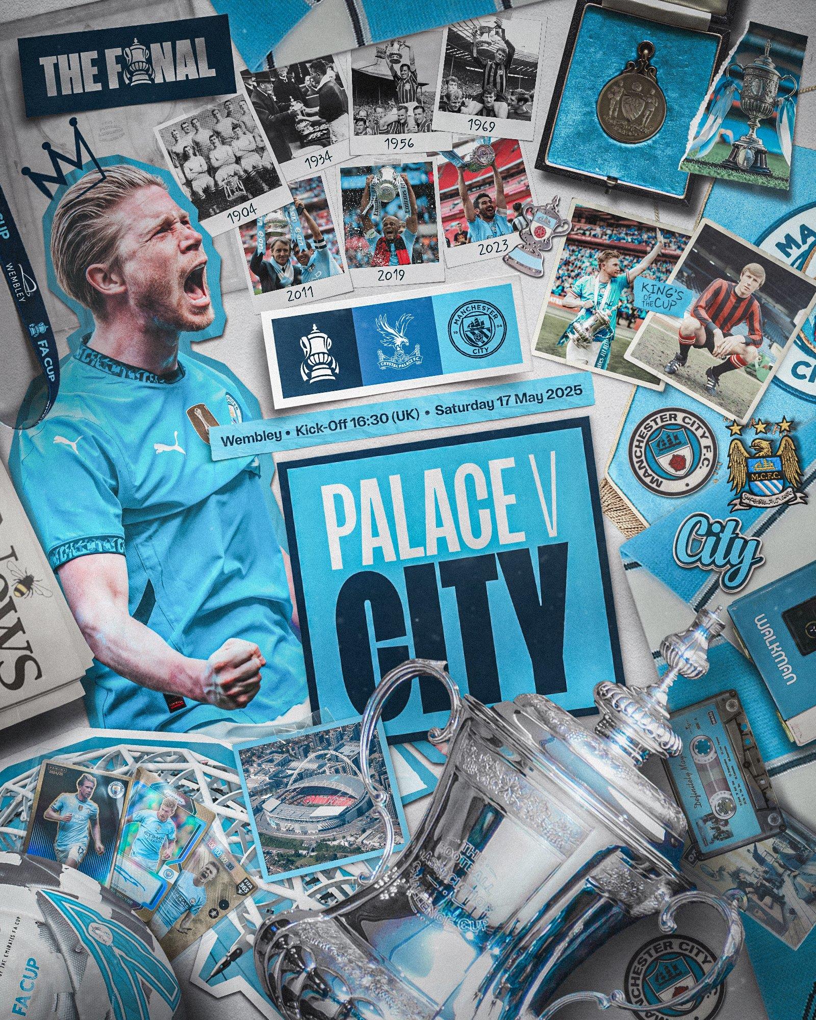 Poster trận chung kết FA Cup của Manchester City: De Bruyne trở thành nhân vật chính và những khoảnh khắc lịch sử của chiếc cúp được liệt kê từng cái một
