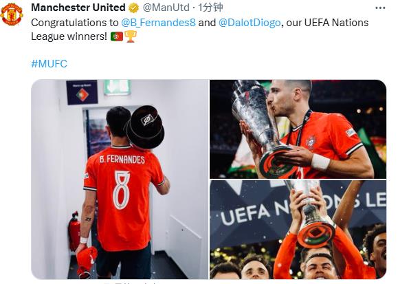 ❤️Manchester United chúc mừng Bồ Đào Nha vô địch UEFA Nations League và đăng ảnh Ronaldo và B Fee cầm cúp